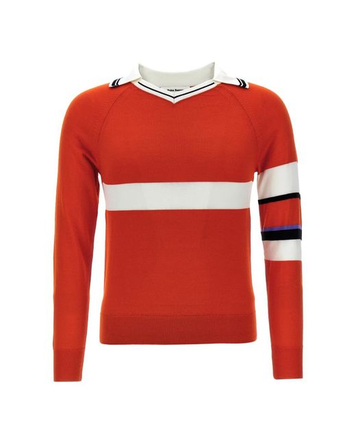 Wales Bonner Red V-Neck Knitwear for men