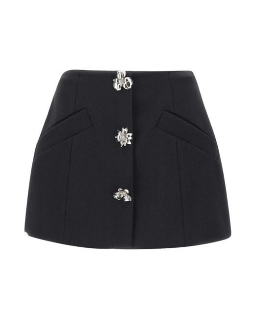 Blumarine Black Schwarzer Blumenrock Reißverschluss Taschen