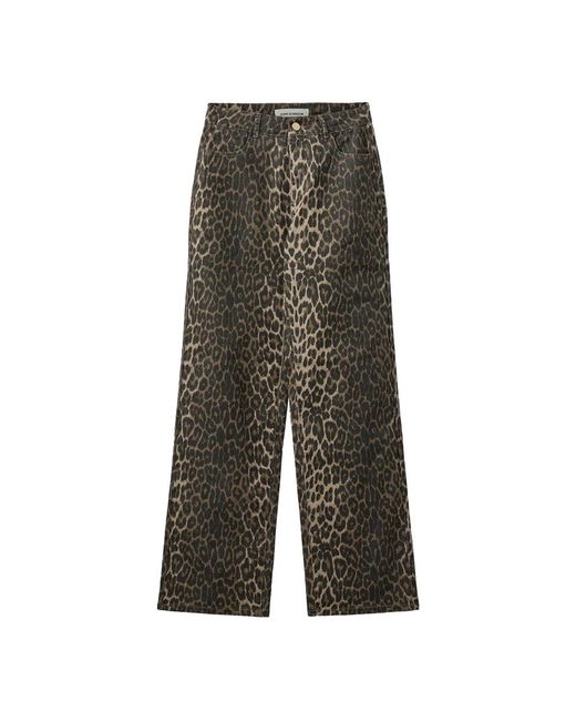 Sofie Schnoor Broeken ,Bruin ,Denim Luipaardprint Denim Broek Snos 606 in het Gray