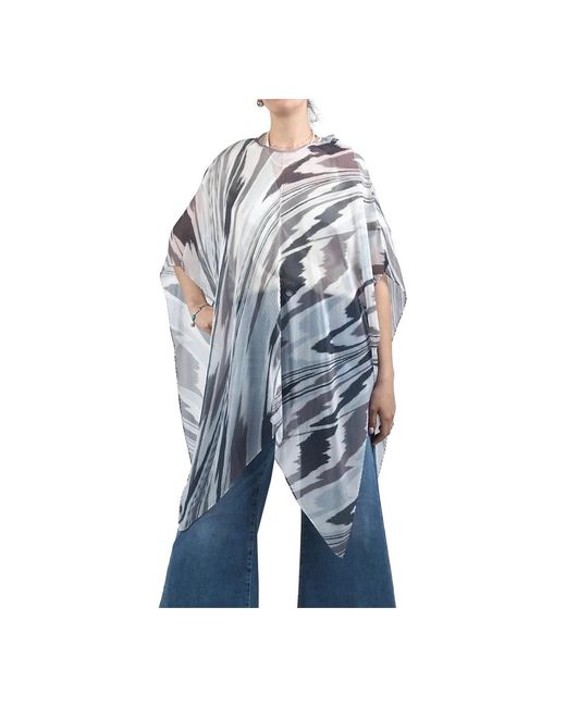 Missoni Jassen ,Grijs ,Lichtgrijze Zomer Poncho in het Blue