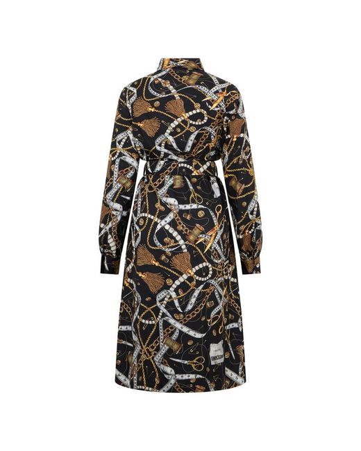 Moschino Knie-Lange Overhemdjurk in het Black