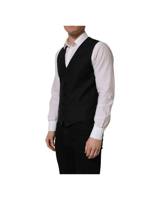 Dolce & Gabbana Black Waistcoats for men