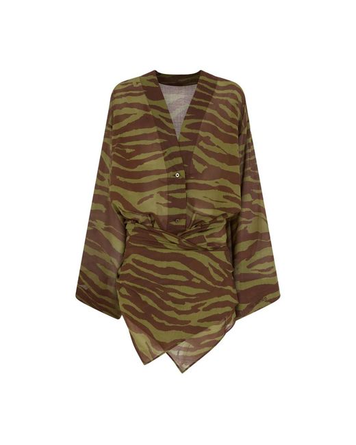 The Attico Mini-Jurk Met Diepe V-Hals in het Brown