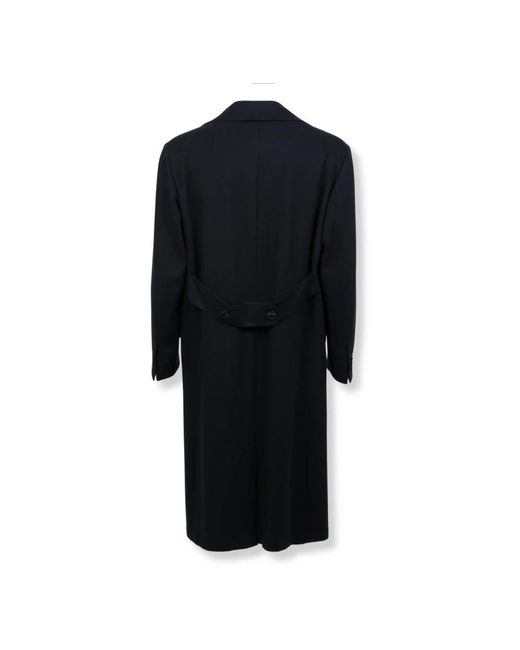 Kiton Jassen ,Blauw ,Leer Lange Double-Breasted Jas in het Black voor heren