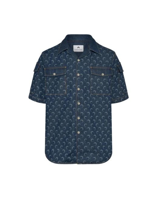 MARINE SERRE Blue Denim Shirts for men
