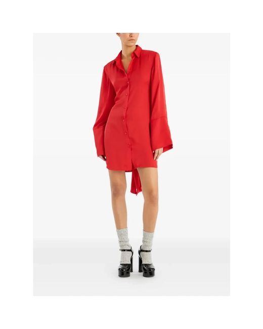 ROTATE BIRGER CHRISTENSEN Red Rotes Hemdkleid Mit Klassischem Kragen