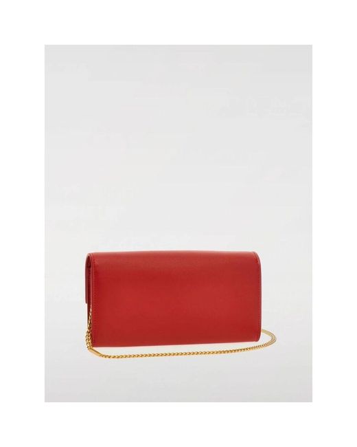 Balmain Red Rote Leder Geldbörse Crossbody Tasche