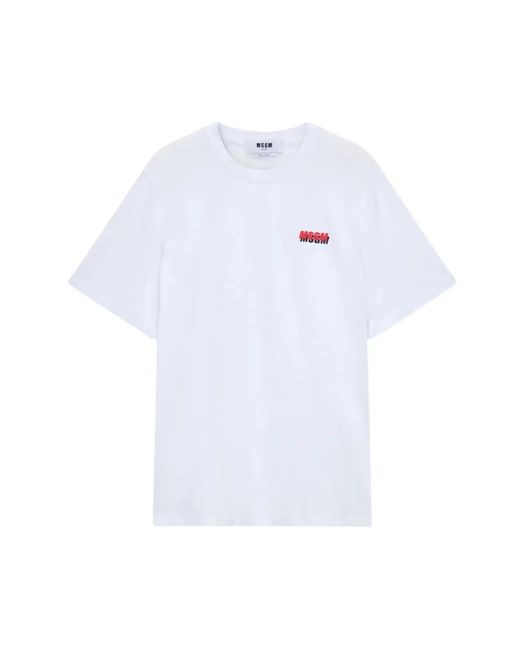 MSGM Tops ,Wit ,Logo Print T-Shirt in het White voor heren