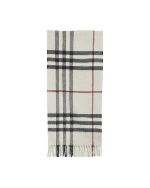 Burberry Gray Rectangular Check Cashmere Scarf