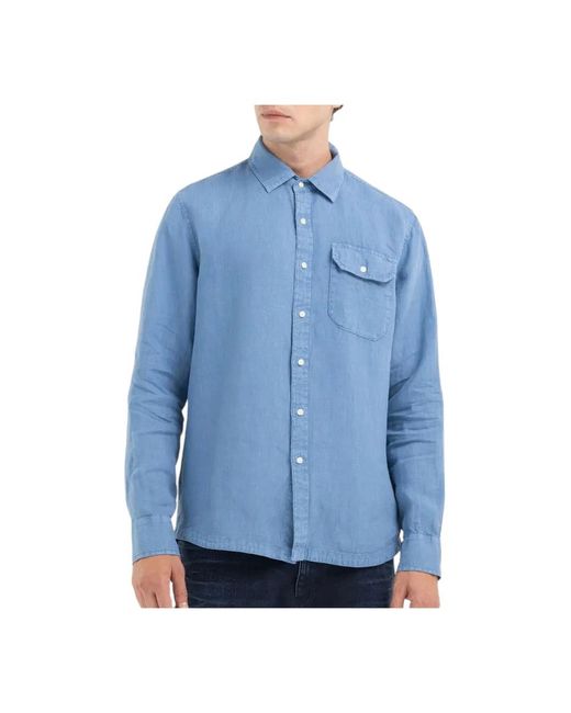 Camicia blu fiordaliso di Replay in Blue da Uomo