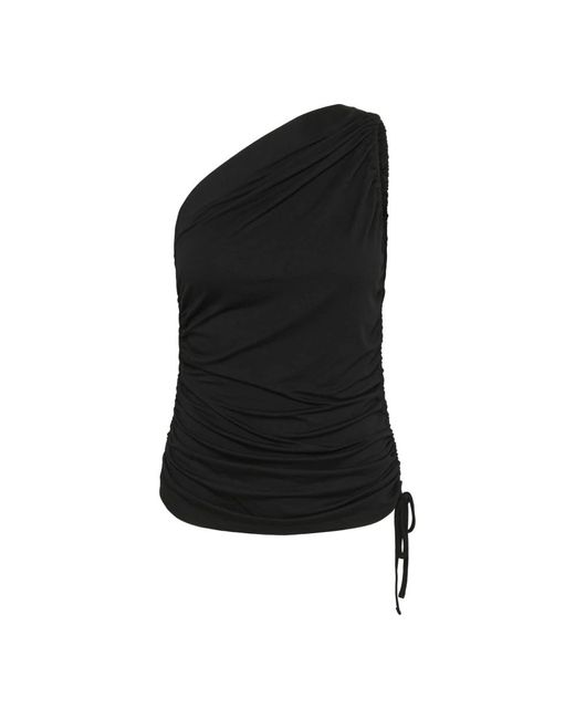 Sleeveless Tops Soaked In Luxury de color Black