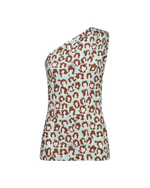 Leopard print one-shoulder top LaDoubleJ de color Multicolor