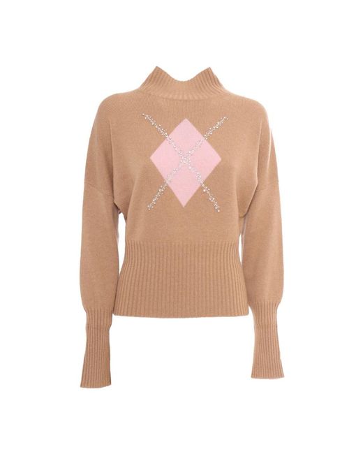 Max Mara Pink Kaschmirpullover mit diamantmuster
