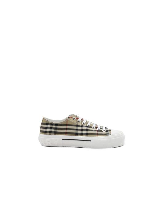 Burberry White Cotton Sneaker With Vintage Check Pattern for men