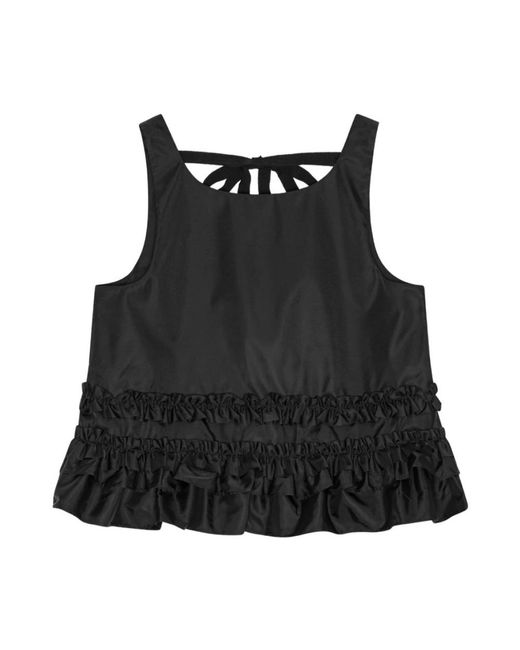 Ganni Overhemden ,Zwart ,Nylon Duchesse Nylon Frill Top in het Black