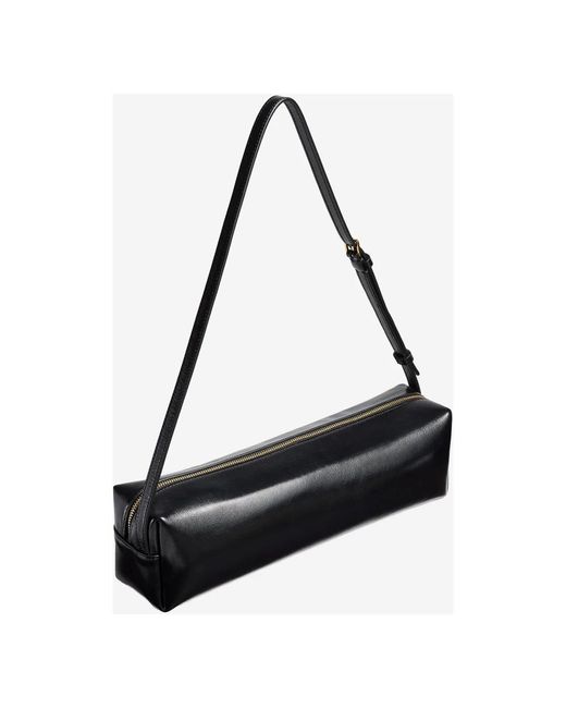 Khaite Black Schwarze Leder-Schultertasche Art Deco