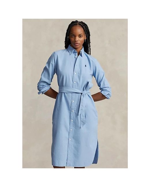 Polo Ralph Lauren Blue Oxford hemdkleid mit gürtel