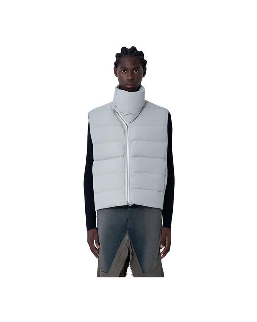 Rick Owens Jassen ,Wit ,Nylon Gewatteerd Donsvest Met Zilveren Hardware in het Gray voor heren