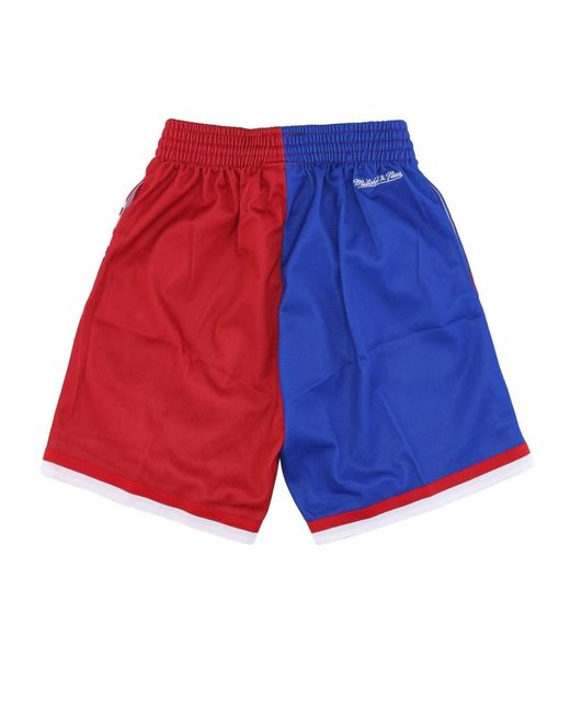 Mitchell & Ness Fitness ,Blauw ,Polyester Nba Big Face Basketball Shorts in het Red voor heren