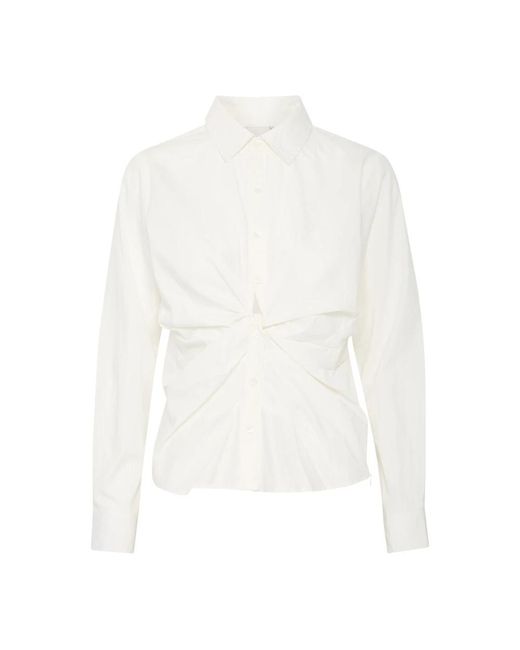 Ichi Overhemden ,Wit ,Wol Wolkendanser Geknoopte Voorkant Shirt in het White