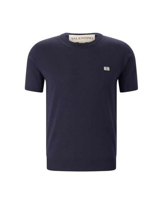 Valentino Blue Round-Neck Knitwear for men