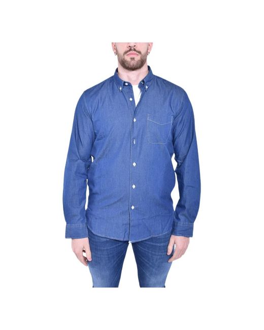 Woolrich Blue Denim Shirts for men