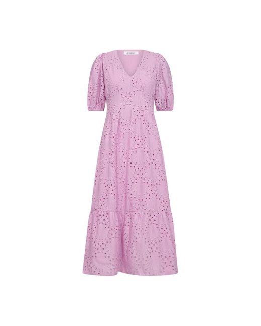 co'couture Kleedjes ,Roze ,Orchid Anglaise Plooi Jurk in het Purple