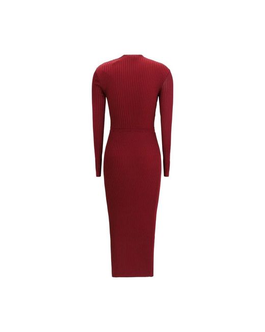 Self-Portrait Red Geripptes Midi-Kleid Mit Cut-Out-Detail