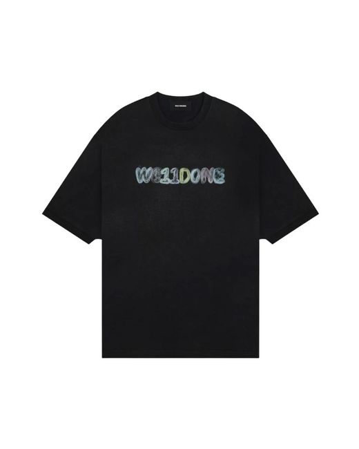 Magliette nera con stampa logo di we11done in Black da Uomo