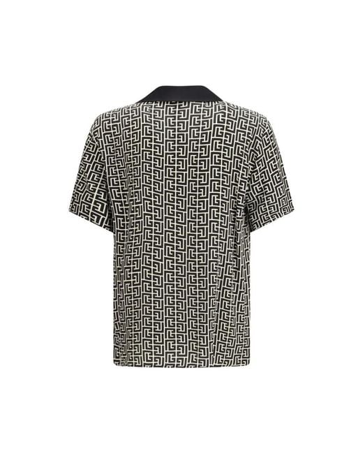 Balmain Black Short Sleeve Shirts for men