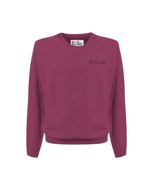 Mc2 Saint Barth Purple Round-Neck Knitwear for men