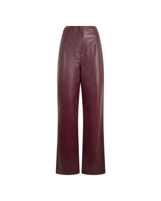 Alberta Ferretti Red Leather Trousers