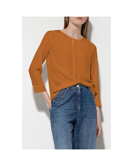 Luisa Cerano Overhemden ,Bruin ,Elegante Blouse Met Unieke Stijl in het Brown