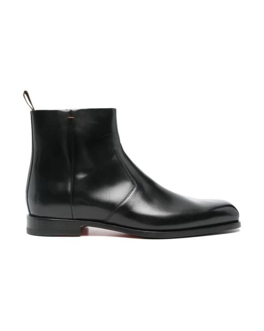 Santoni Black Ankle Boots for men