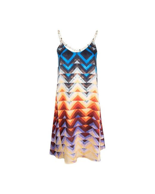 Rabanne Kleedjes ,Veelkleurig ,Polyester Elegante Midi Jurk in het Blue