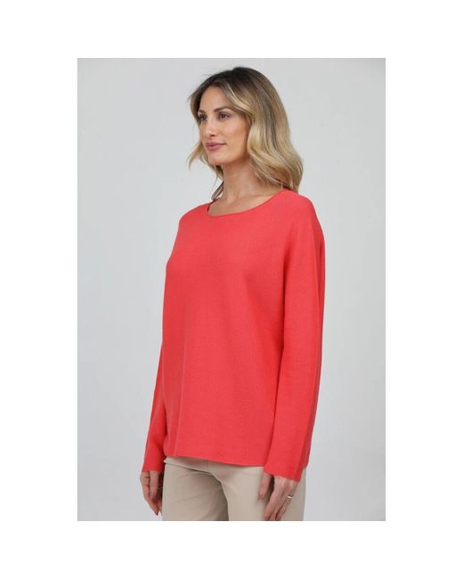 Gran Sasso Red Langarm rundhalsausschnitt strickpullover