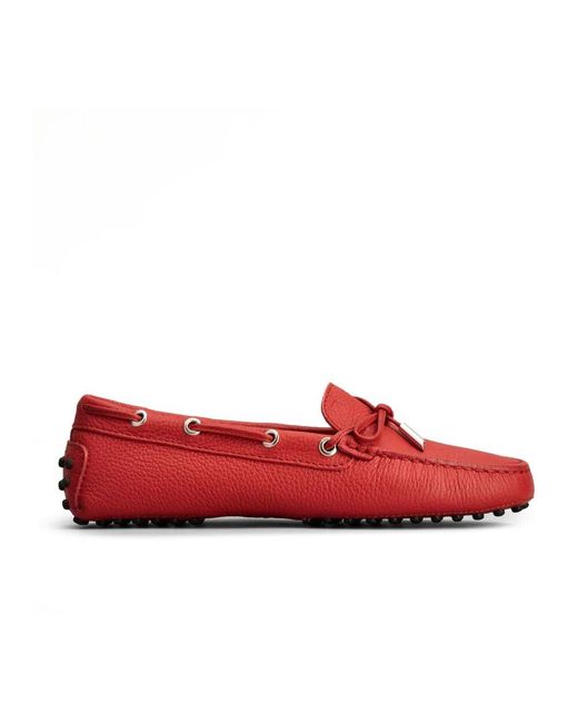 Tod's Red Rote flache schuhe mit schleifenbefestigung