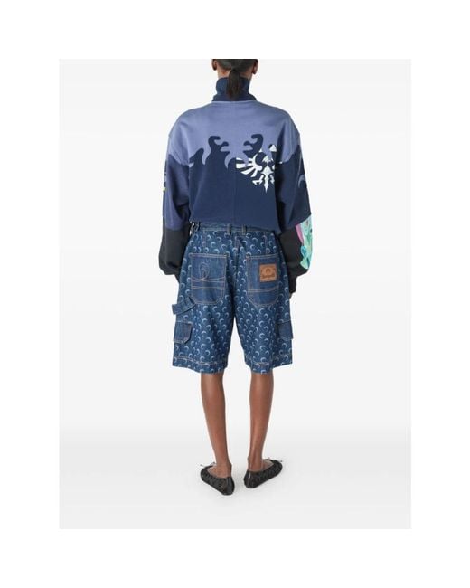 MARINE SERRE Blue Denim Shorts for men