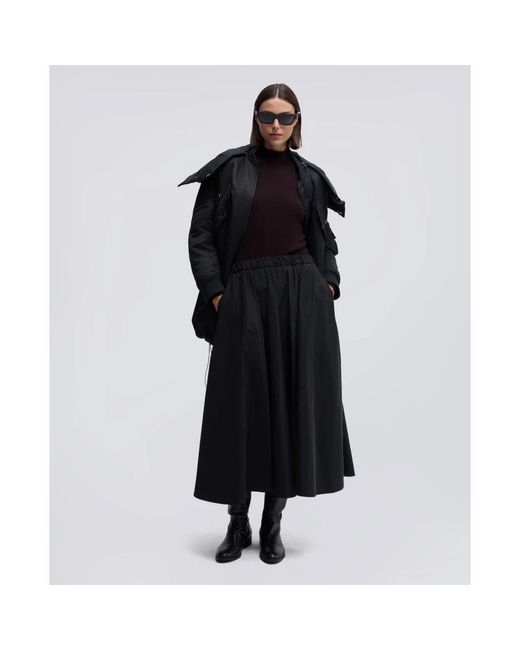 Aspesi Geplooide Midi-Rok Met Elastische Taille in het Black