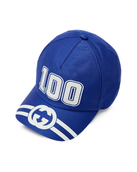 Gucci Accessoires ,Blauw ,Katoen Blauwe Baseballpet Met Gg-Logo in het Blue voor heren
