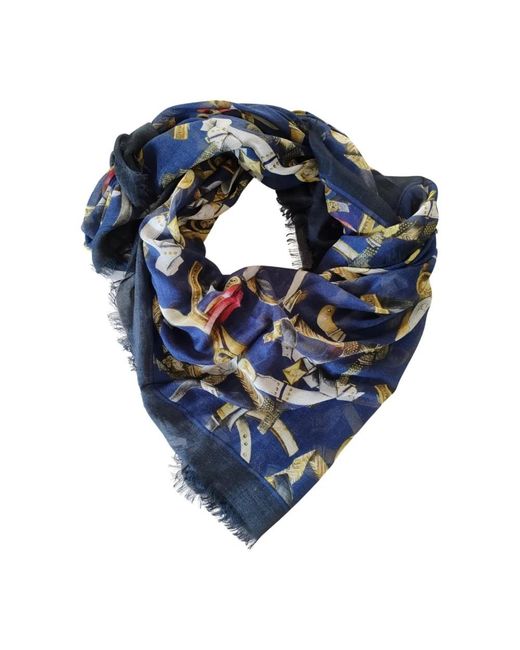 Versace Accessoires ,Veelkleurig ,Foulard Stola Pashmina Scialle in het Blue