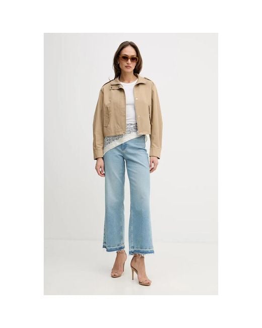 Ouí Jassen ,Katoen Short Safari Jas in het Blue