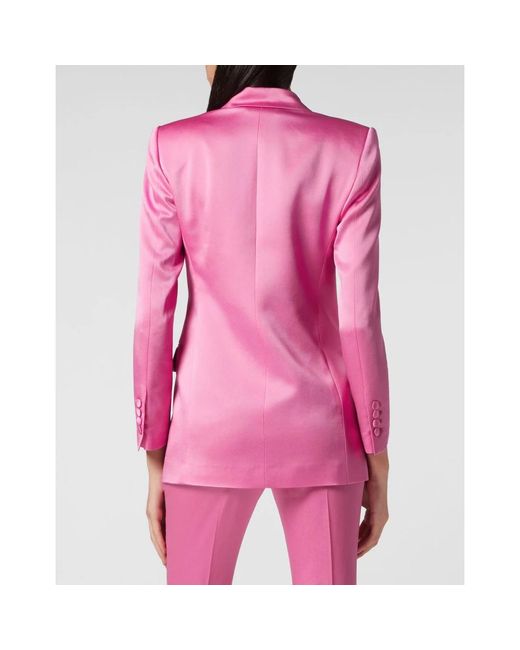 Philipp Plein Satin Dandy Blazer in het Pink