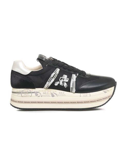 Premiata Blue Schwarze plateau-sneaker beth