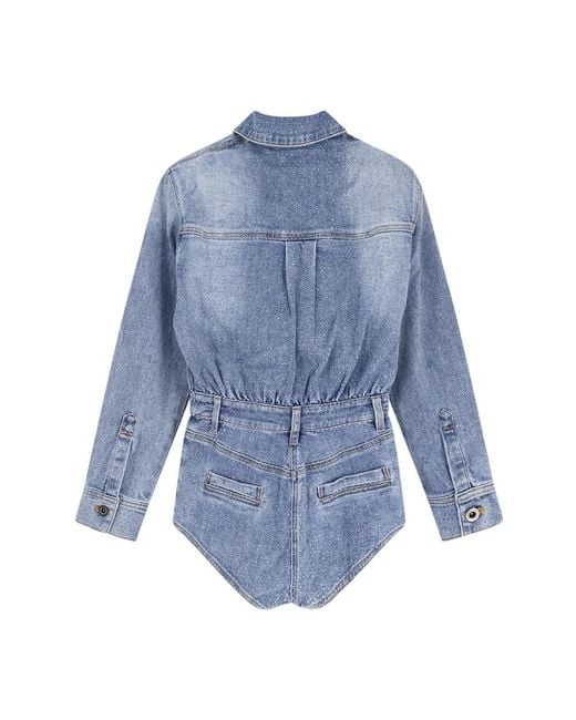 Self-Portrait Blue Playsuits