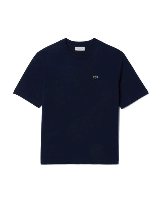 Lacoste Blue Weiches jersey t-shirt mit geripptem kragen