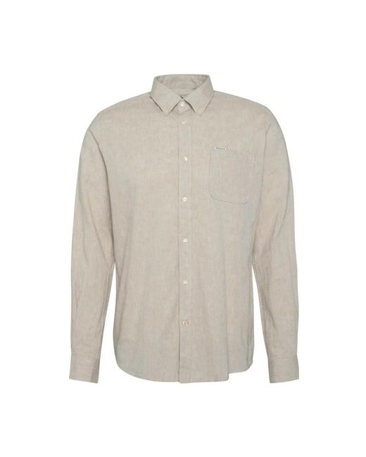 Barbour Nelson tailored fit baumwolle leinen hemd in Gray für Herren