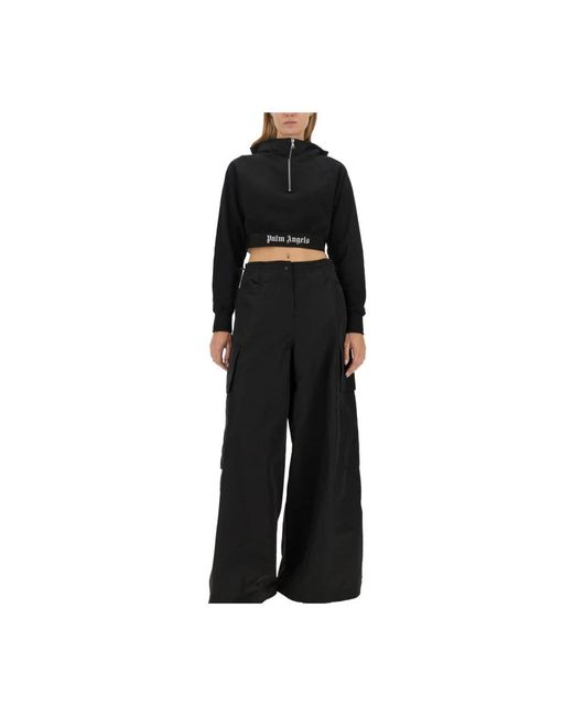 Palm Angels Black Wide Trousers