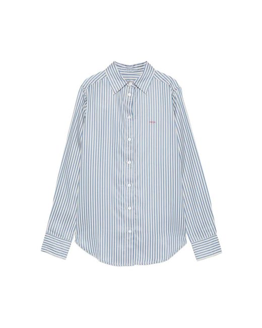 Maison Labiche Overhemden ,Blauw ,Blauw Gestreept Amour Geborduurd Overhemd in het Blue
