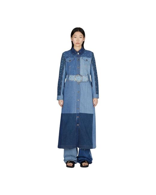 MARINE SERRE Blue Shirt Dresses